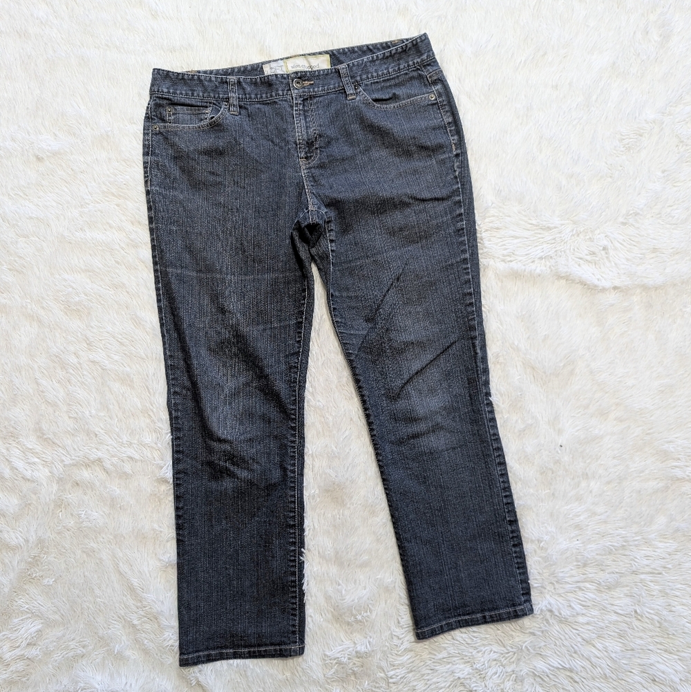 Y2K Loft Slim Cropped Mid Rise Classic Denim Ankle Crop Vintage Blue Jeans 12